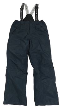 Tmavomodré šusťákové funkční oteplovačky s kšandami Crane