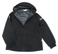 Černá šusťáková jarní bunda s kapucí H&M