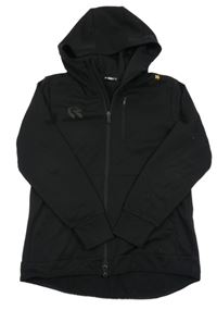 Černá sportovní propínací mikina s potiskem a kapucí 