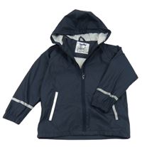 Tmavomodrá nepromokavá bunda s proužkem a kapucí Lupilu