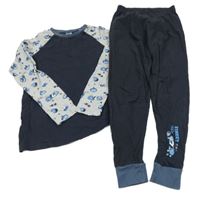 Tmavomodro-šedsé pyžamo s obrázky Alive