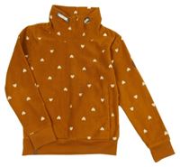 Rezavá fleecová mikina se srdíčky Yigga