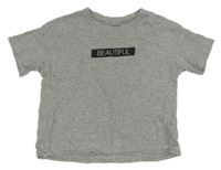 Šedé crop tričko s nápisem Pepperts