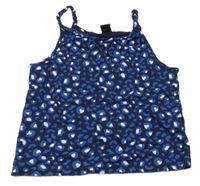 Tmavomodro-bílý top s leopardím vzorem Y.F.K.