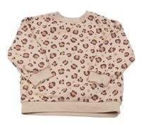 Růžovo-vínová mikina s leopardním vzorem F&F