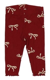 Bordó žebrované legíny s mašličkami H&M