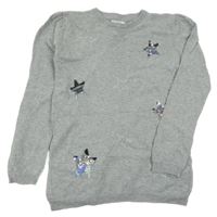 Světlešedý svetr s hvězdami a flitry Primark
