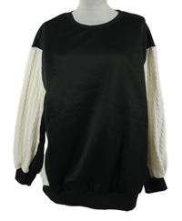 Dámská černo-smetanová mikina s pletenými rukávy Shein