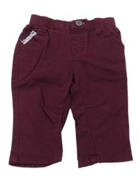 Vínové plátěné kalhoty s modro bílou kapsou C&A