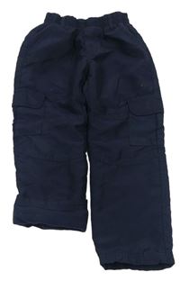 Tmavomodré šusťákové zateplené cargo kalhoty Topolino