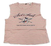 Červeno-bílé pruhované crop tričko s Minnie Disney 