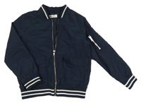 Tmavomodrý šusťákový jarní bomber H&M