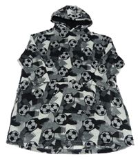 Šedo-černá chlupatá oversize mikina s míči a kapucí George 10-12let