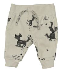 Bílé tepláky s pejsky a nápisy Primark