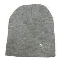 Šedá pletená čepice s kamínky 