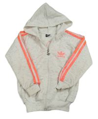 Bílá melírovaná propínací mikina s kapucí Adidas