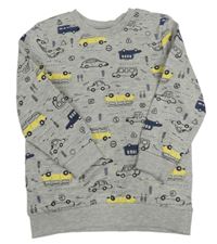 Šedá melírovaná mikina s auty Matalan