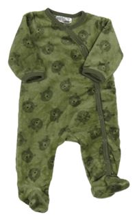 Khaki plyšová kombinéza s medvídky Ergee