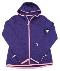 Fialová žíhaná sportovní propínací mikina s kapucí Yigga