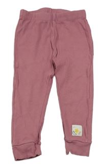 Starorůžové žebrované lehké tepláky s nášivkou Pocopiano