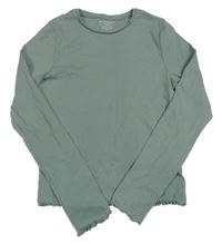 Zelenošedé žebrované crop triko PRIMARK