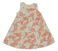 Bílo-korálové vzorované bavlněné šaty s listy Name it