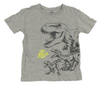 Šedé tričko s dinosaurem - Jurský svět