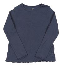 Modrošedé žebrované triko H&M