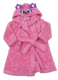 Růžový chlupatý župan Sesame Street s kapucí 