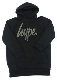 Černé teplákové šaty s klokankou a logem s kapucí Hype 