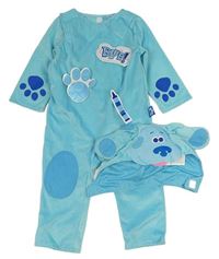 Kostým - Tyrkysový plyšový overal + čepice - Blue´a Clues