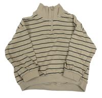 Béžovo-černá pruhovaná oversize mikina zn. H&M