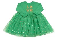 Zelené teplákové šaty s tylovou sukní a trojlístky Primark 