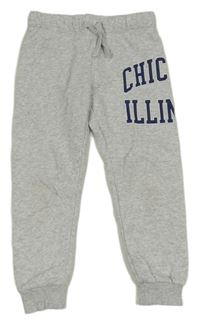 Šedé melírované tepláky s nápisem H&M