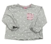 Šedé melírované triko se zajíčkem a puntíky Matalan