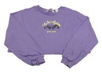 Fialové crop triko s potiskem H&M