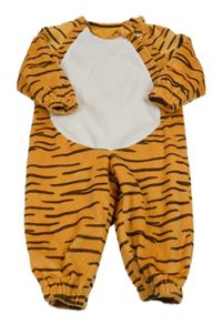 Kostým - Medovo-hnědo-bílý sametový plyšový overal - tygr