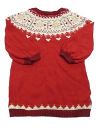 Červeno-bílé vzorované svetrové šaty Nutmeg