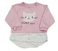 Světlerůžová crop mikina se všitou halenkou Little kids