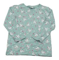 Světlemodré kytičkované triko s jednorožci Kiki&Koko