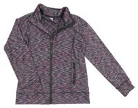 Šedo-růžovo-pomněnková melírovaná sportovní propínací mikina Yigga