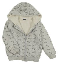 Šedá propínací zateplená mikina s kapucí Lupilu 