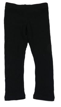 Černé žebrované úpletové kalhoty H&M