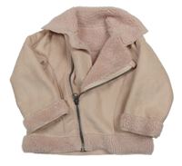 Světlerůžový semišový zateplený křivák s kožíškem Nutmeg 