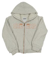 Šedá propínací zateplená mikina s nápisem a kapucí Creeks 