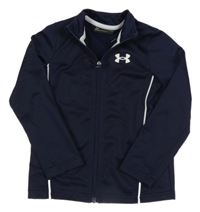 Tmavomodrá funkční propínací sportovní mikina s logem Under Armour