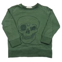 Tmavozelená mikina s lebkou H&M
