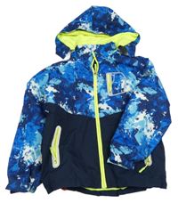 Tmavomodro-modro-bílá šusťáková jarní bunda s odepínací kapucí Top&Sky