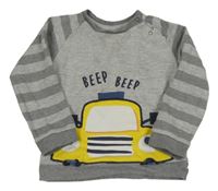 Šedá mikina s autem a proužky C&A