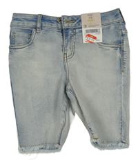 Nové - Světlemodré elastické riflové roztřepené kraťasy F&F